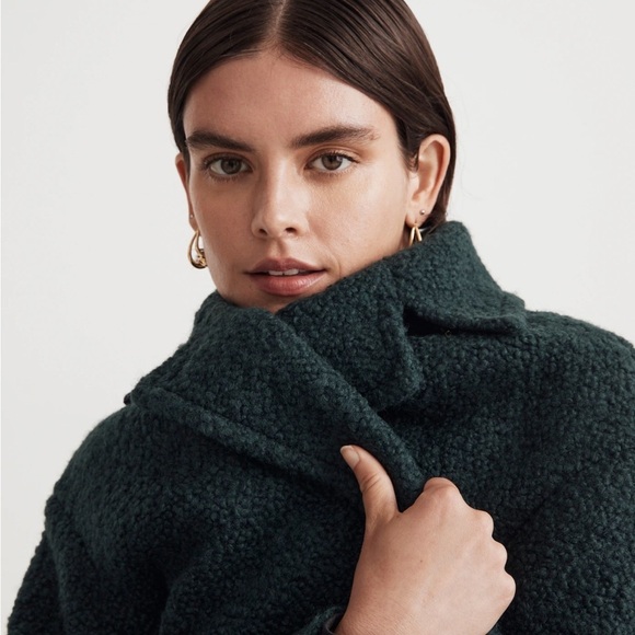 Madewell The Alonzo Coat in Bouclé NN385 Size XXS Green Italian Wool Long Coat - Picture 15 of 16